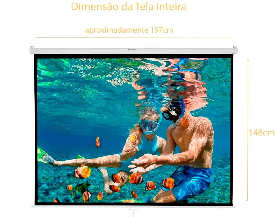 Tela De Projeção Retratil 200 X 150Cm | Goldentec